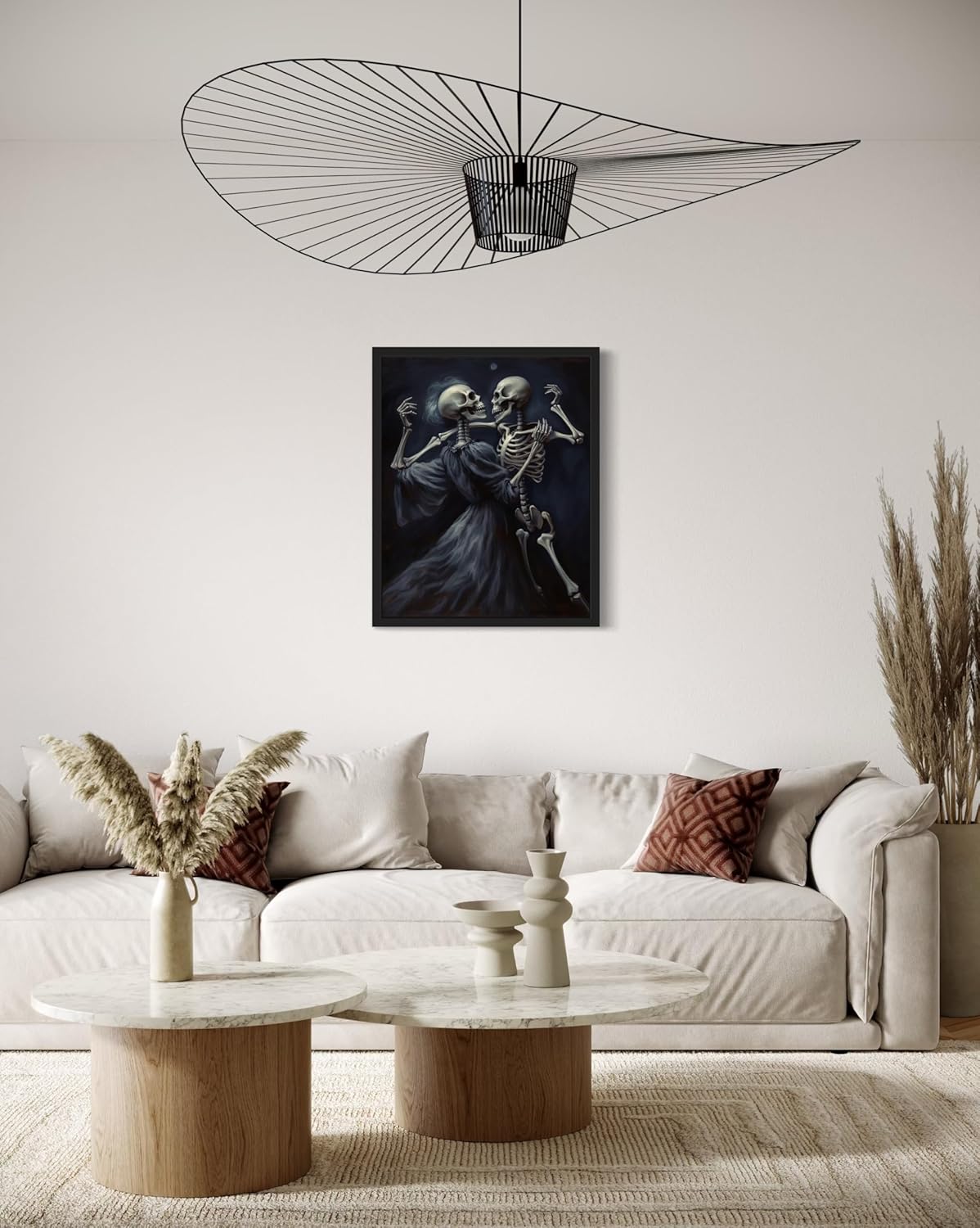 Dancing Skeleton Poster Art Print, Halloween Scary Vintage Wall Art Academia Spooky Painting Decoration for Horror Prints, Gothic Posters Bedroom Decor 89 (Dancing Skeleton, 11 x 14 inches, Black Frame)