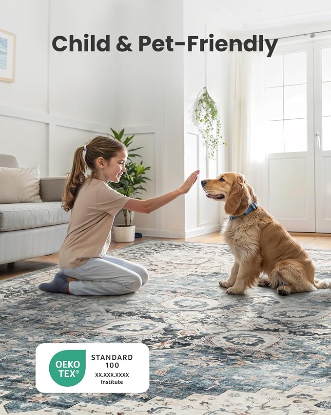 AMADA HOMEFURNISHING 2x5 Washable Runner Rug, Low-Profile Kitchen Rugs - Image 3
