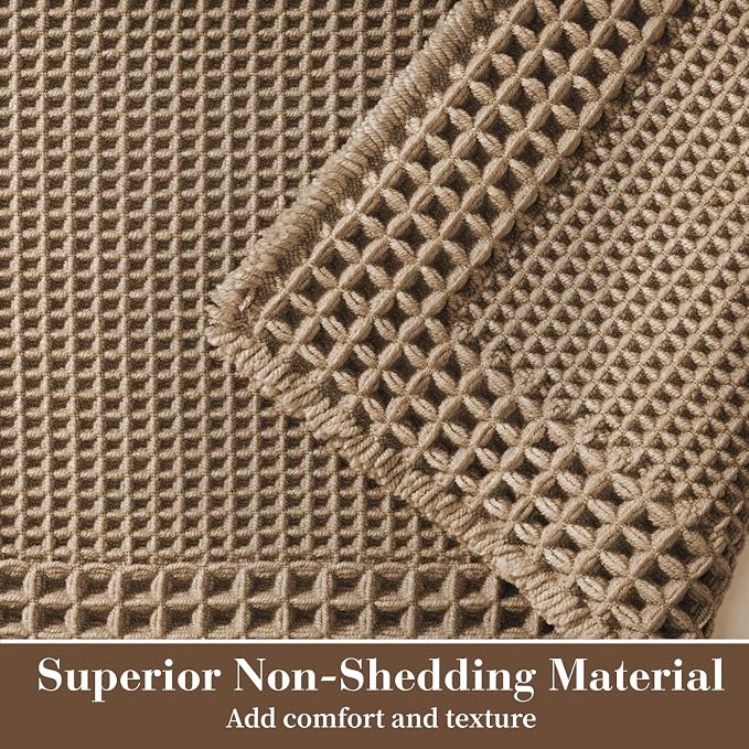 RESARE Waffle Bath Mat for Bathroom, Non Slip Bathroom Rugs 24"x36" Brown | - Image 2