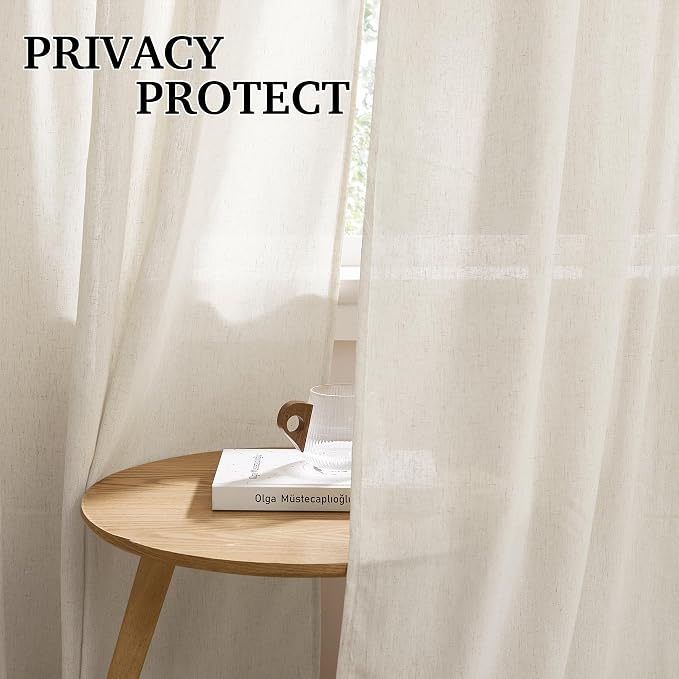 RYB HOME Sheer Curtains 108 inches, Extra Long Floor to Ceiling Curtains | - Image 2