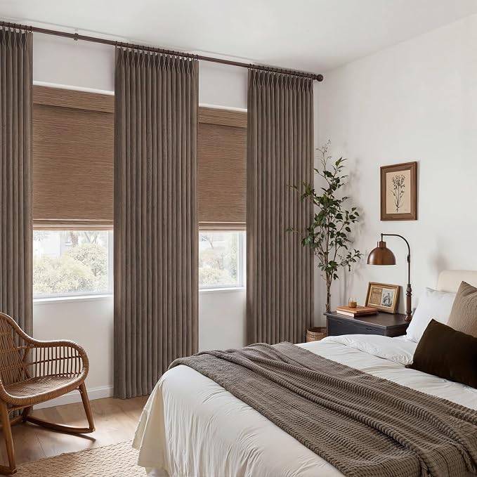 Pinch Pleated Dark Brown Semi Sheer Curtains 84 Inches Long - Image 6