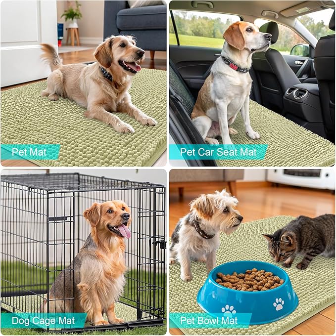OLANLY Dog Door Mat for Muddy Paws 54x24, Super Absorbent Chenille Mud Mat | - Image 7