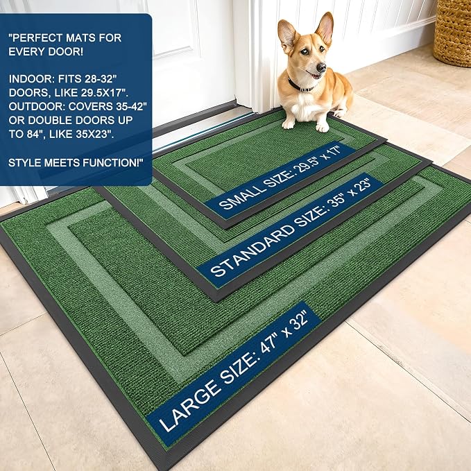 OLANLY Front Door Mat Outside 29.5x17, All-Season Heavy-Duty Rubber Doormat | - Image 3