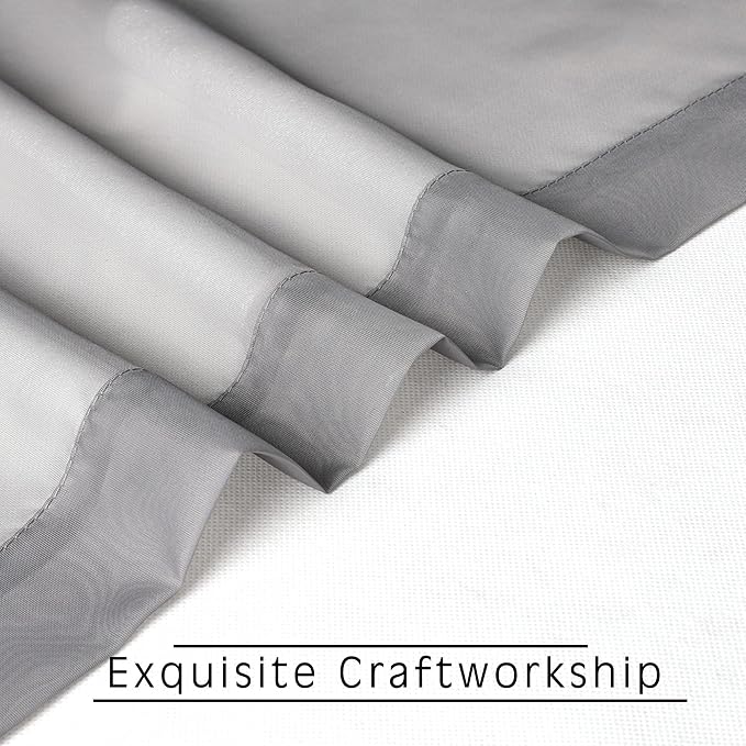 Sheer Curtains Living Room 54 inches Long, Rod Pocket Curtain Sheers Bedroom - Image 6