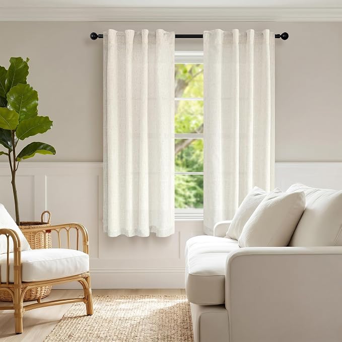 48 Inch Linen Curtains 2 Panels - Image 6