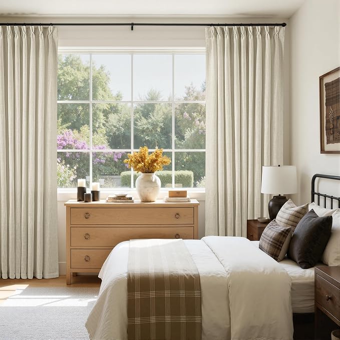 60 Inch Width 120 Inches Long Linen Pinch Pleat Curtains 1 Panel | Light - Image 7