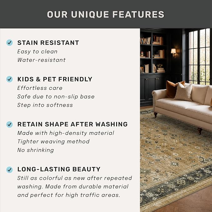 Washable 3x6 Large Mudroom Area Rug, Bohemian Kitchen Floor Rug, Non-Slip & - Image 7
