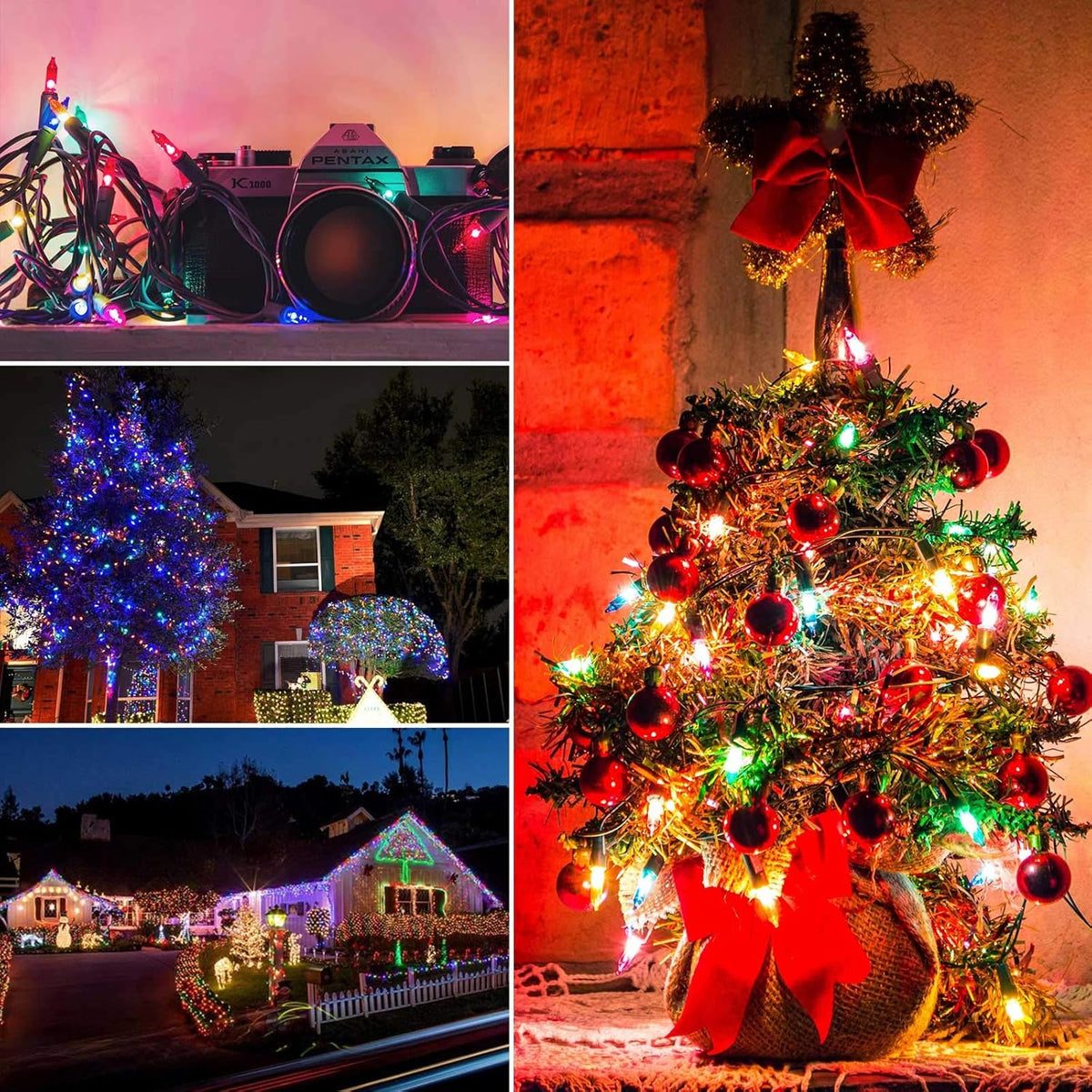 Minetom 100 Counts Clear Christmas String Lights 26.5 Feet Warm Mini Lights Waterproof for Indoor Outdoor Patio Wreath Garden Wedding Party Thanksgiving Holiday Xmas Tree Decorations, Multicolored