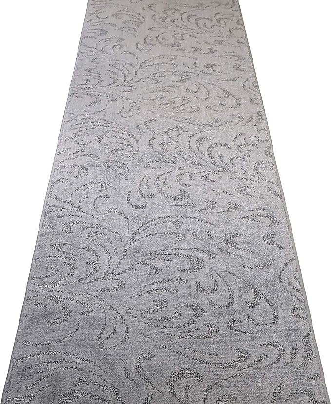 Custom Length Hallway Runner Rug, Slip Resistant, Floral Grey, 26 Inch X 16 feet - Image 6