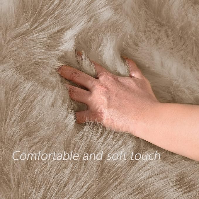 Latepis 2x3 Brown Beige Small Faux Fur Rug Fluffy Furry Rugs Throw Rug Washable - Image 4