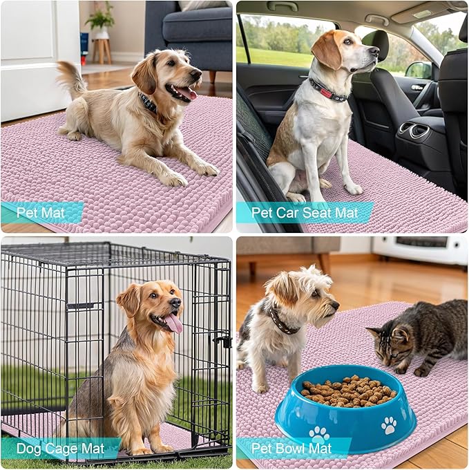OLANLY Dog Door Mat for Muddy Paws 40x24, Super Absorbent Chenille Mud Mat | - Image 7