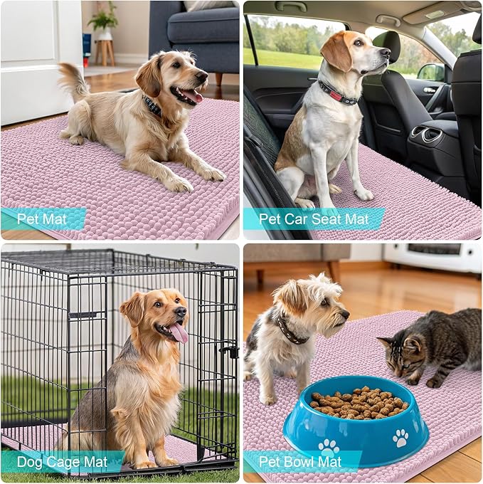 OLANLY Dog Door Mat for Muddy Paws 47x17, Super Absorbent Chenille Mud Mat | - Image 7