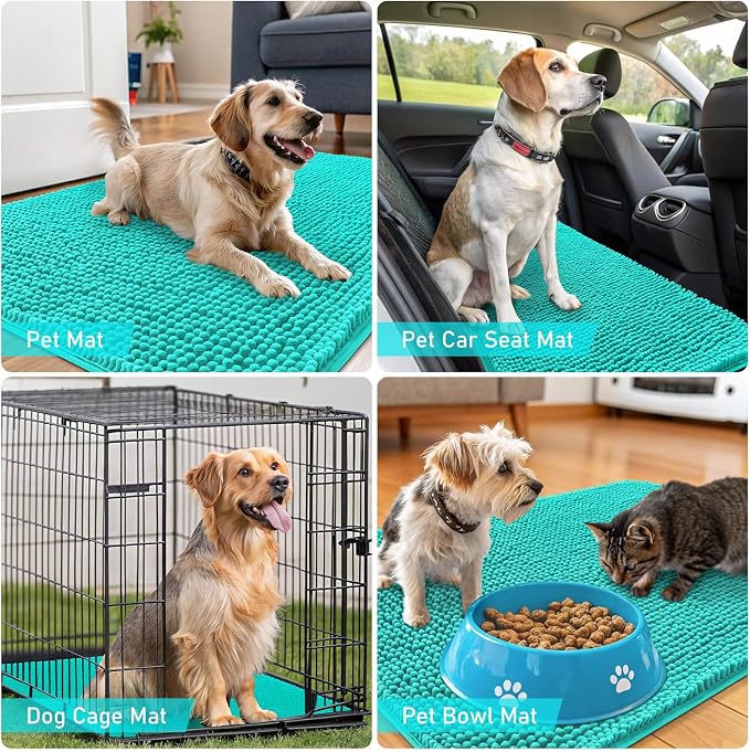 OLANLY Dog Door Mat for Muddy Paws 47x20, Super Absorbent Chenille Mud Mat | - Image 7