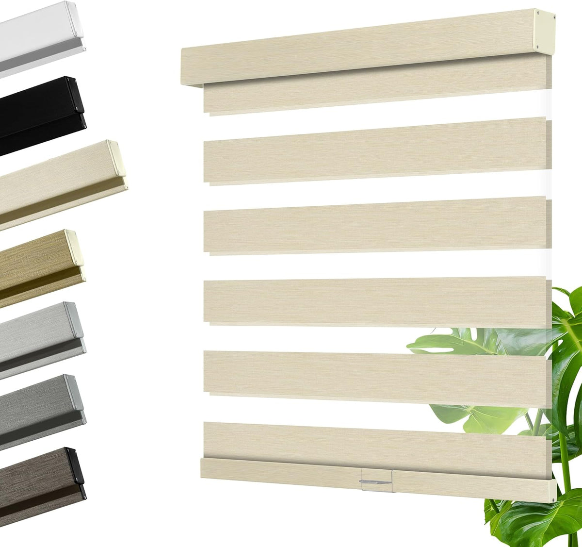 Cordless Zebra Blinds for Windows, Blackout Interior Blinds,Easy to Install,UV Protection,for Offices and Home,Custom Roller Shades, Mousse Beige,62" W x 72" H