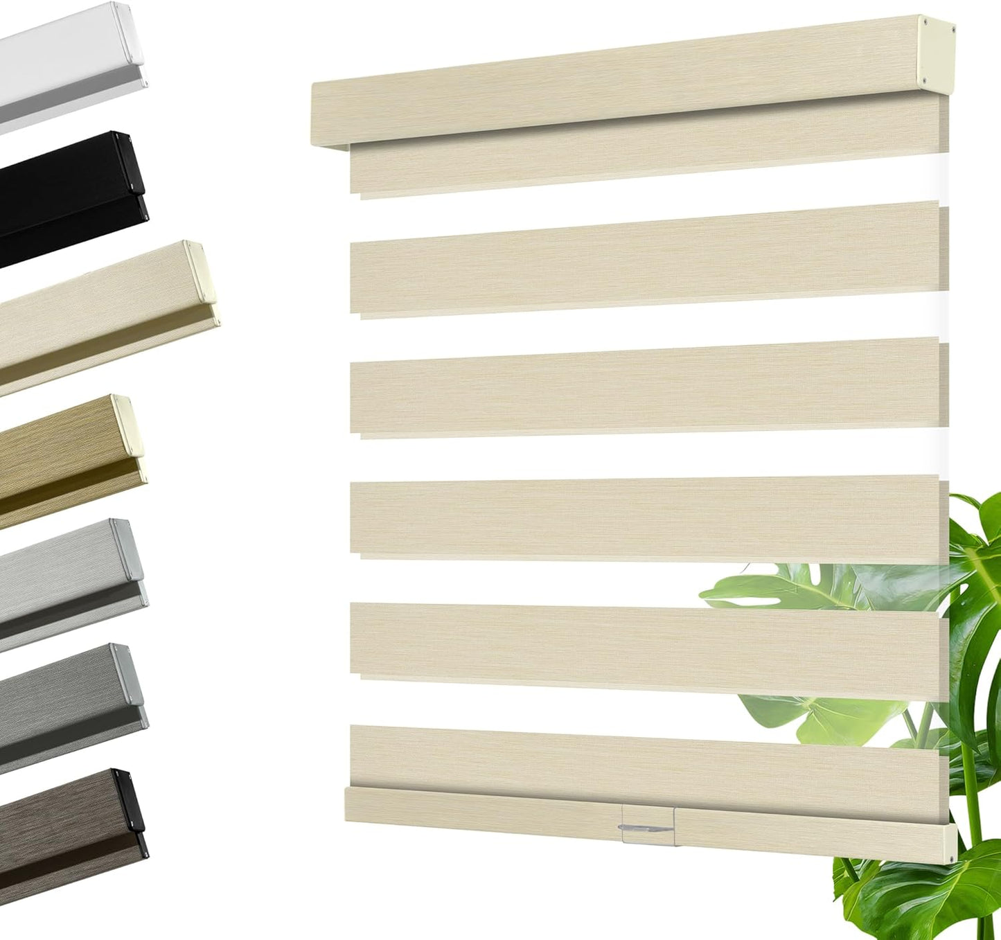 Cordless Zebra Blinds for Windows, Blackout Interior Blinds,Easy to Install,UV Protection,for Offices and Home,Custom Roller Shades, Mousse Beige,41" W x 64" H
