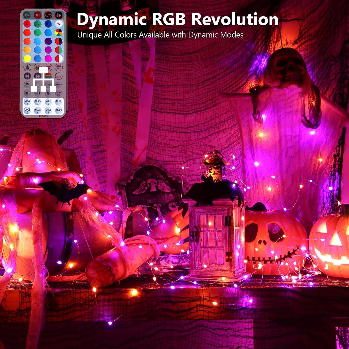 BrizLabs Color Changing Fairy Lights - 33ft 100 LED Christmas Fairy Lights with Remote, Rainbow Xmas Tree Light with Timer, RGB Halloween Light Music Sync Twinkle Light for Xmas Halloween Party Home