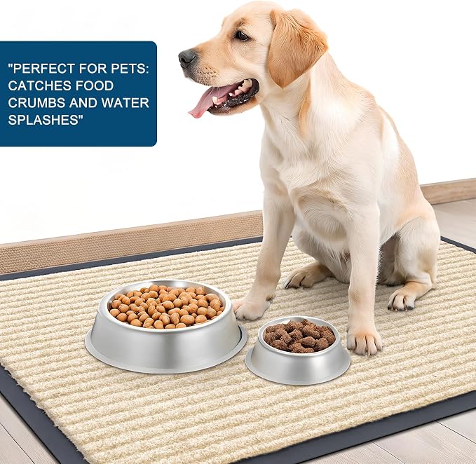 OLANLY 2-Pack Front Door Mats 59x34, Waterproof Heavy-Duty Doormats | Beige - Image 6