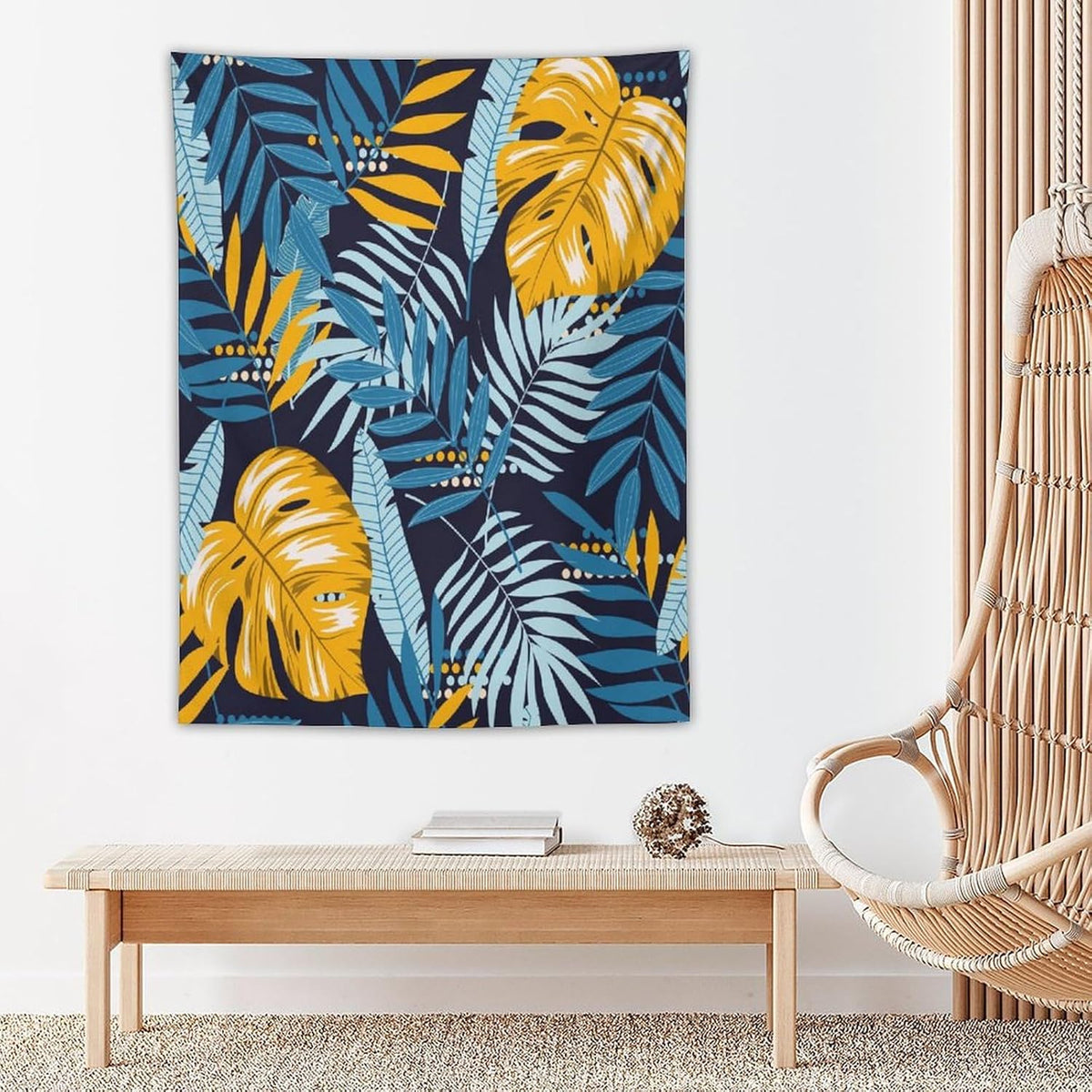 ICMOLYYENLO Palm Leaf Tapestry Wall Hanging, Tropical Leaves Plant Jungle Green Hawaiian Art Home Decor for Guest Bedroom Living Room Dormitory 50x60 Inch