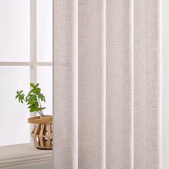 MIULEE Natural White Linen Curtains 86 Inch Long - Image 5
