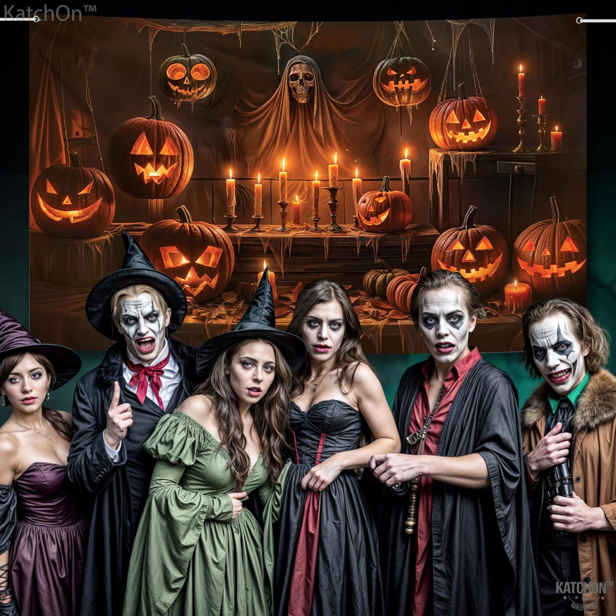 KatchOn XtraLarge Spooky Backdrop - 72x44 Inch | Halloween Photo Backdrop & Banner for Party Decorations