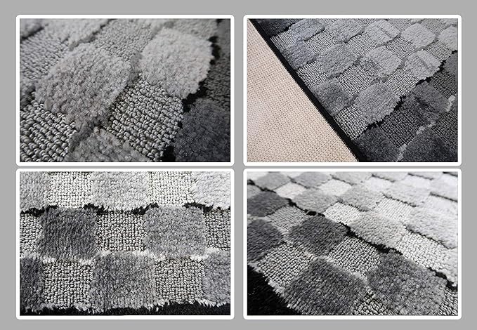 Custom Length Hallway Runner Rug, Slip Resistant, Checkered Black, 26 Inch X 29 - Image 5
