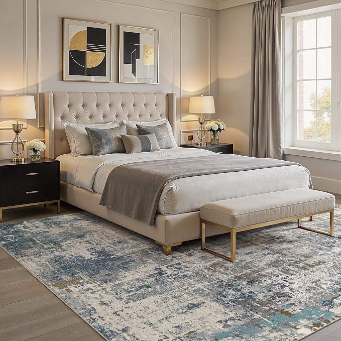 DMOYEST Area Rug Living Room Rugs 6x9 Washable Abstract Carpet | Neutral Modern - Image 2