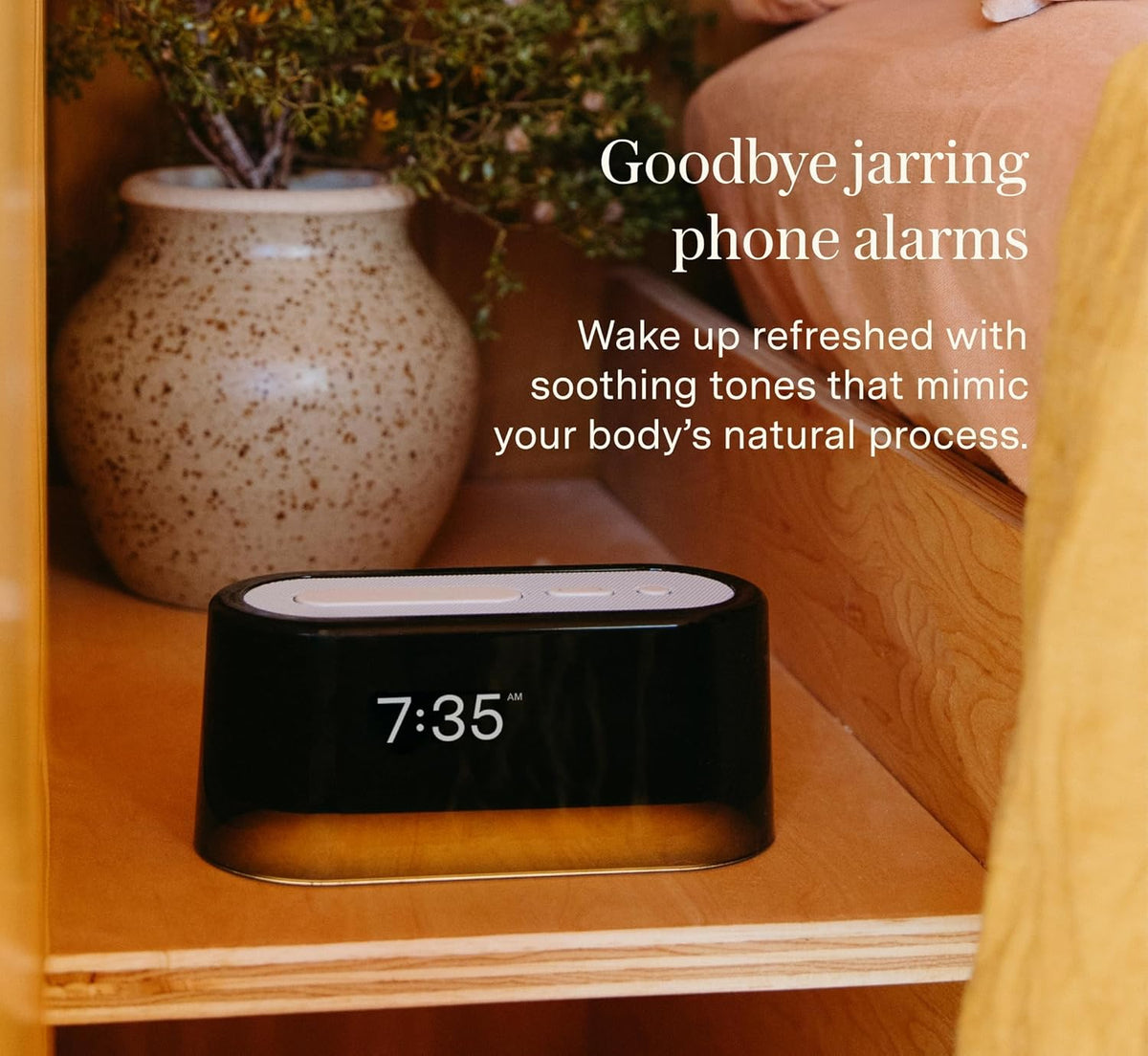 Loftie Alarm Clock with Sound Machine – Smart Alarm Clock with Light, White Noise, Bluetooth Speaker, Night Light Sound Machine, 100+ Sounds, Blackout Mode, No WiFi Mode, Optional Subscription - Black