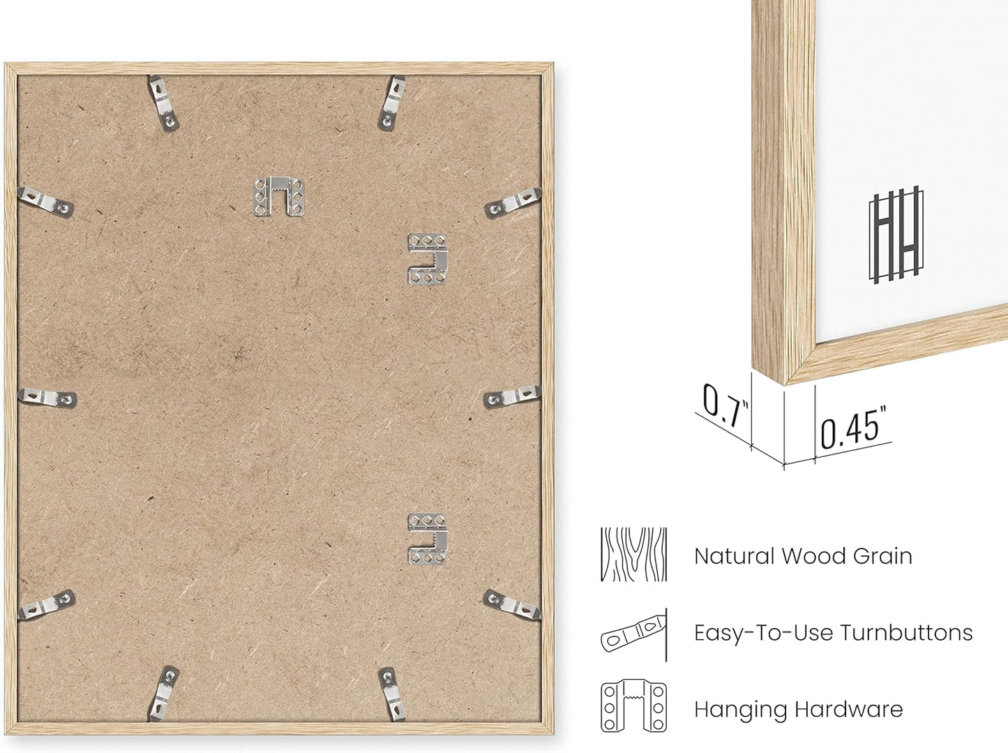 HAUS AND HUES Picture Frame, Beige Oak Wood, 16x20 inches, Set of 6