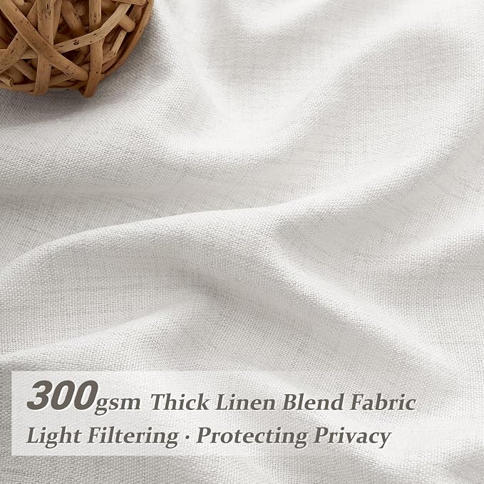 Pinch Pleat Beige White Light Filtering 60 Inch Wide Curtains 90 Inches Long - Image 2