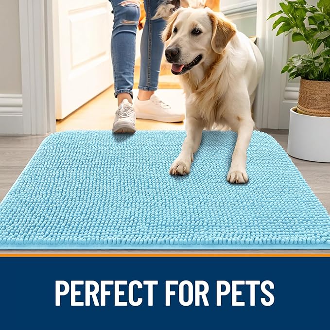 OLANLY Dog Door Mat for Muddy Paws 59x35, Super Absorbent Chenille Mud Mat | - Image 6