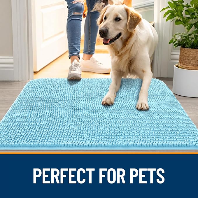 OLANLY Dog Door Mat for Muddy Paws 47x20, Super Absorbent Chenille Mud Mat | - Image 6