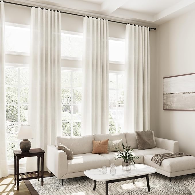 Cream Linen Curtains 91 Inches Long - Image 7
