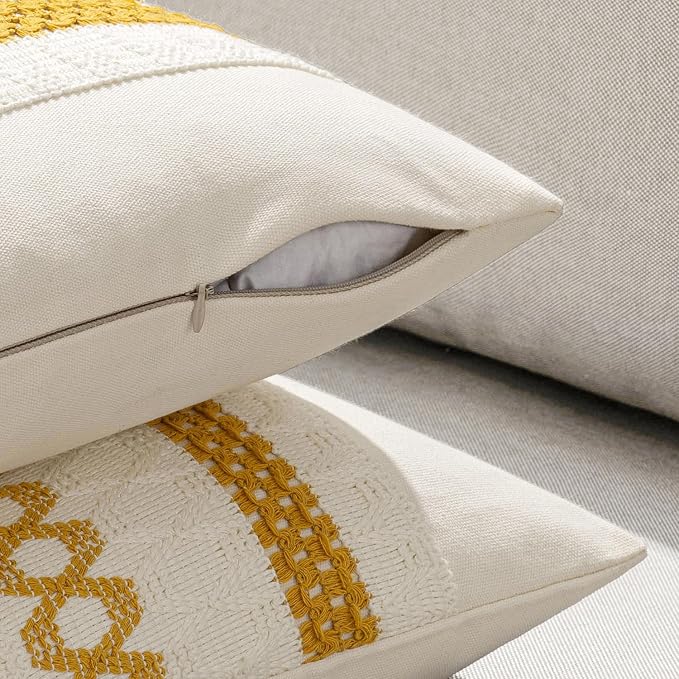 MIULEE Set of 2 Mustard Yellow Decorative Lumbar Pillow Covers 12x20 Inch | Fall - Image 5