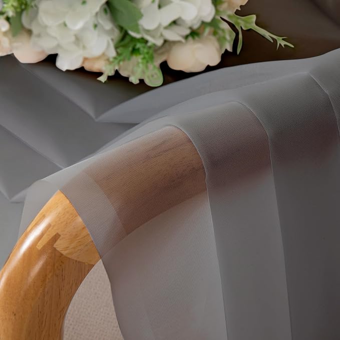 Chyhomenyc Voile Sheer Window Curtain Panels 54 Inch Long, Top Dual Rod Pockets - Image 6