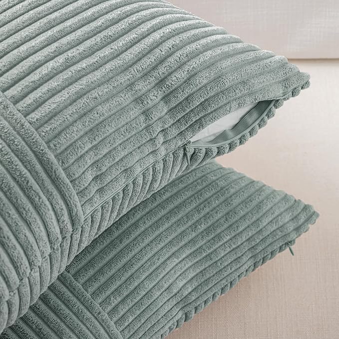 Fancy Homi 2 Packs Grey Blue Lumbar Decorative Throw Pillow Covers 20x28 Inch - Image 3