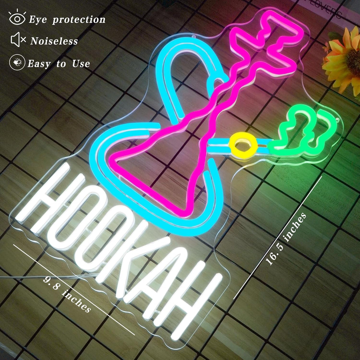 Hookah Neon Sign Nargile Lounge Sign Colorful LED Light for Shisha Bars and Lounges Decor Dimable USB Neon Signs for Man Cave,Hookah Shops,Vape Bars and Vapor Lounges(16.5 * 9.8inch)
