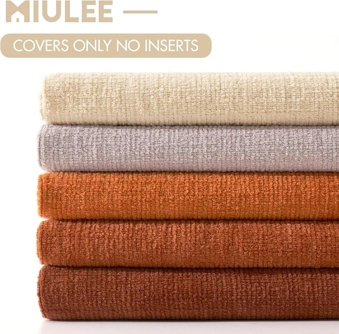 MIULEE Fall Orange Chenille Couch Throw Pillow Covers, 18x18 | Set of 2 - Image 6