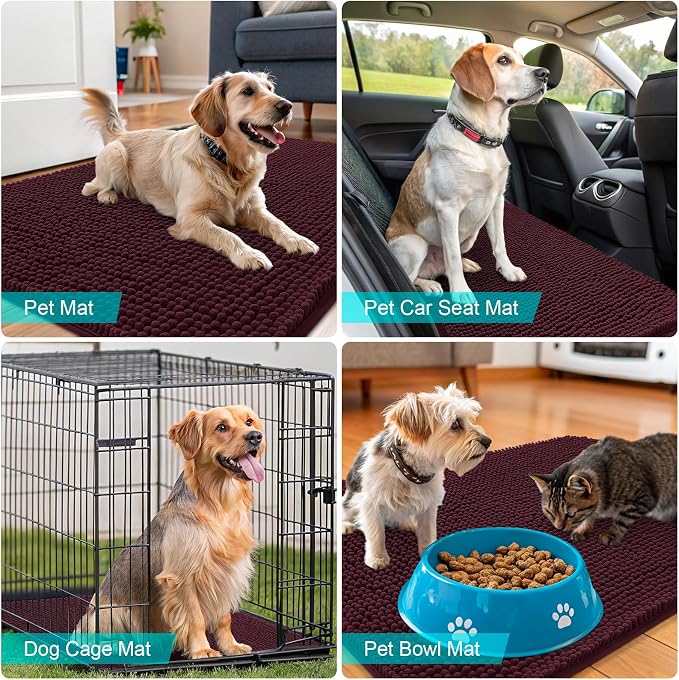 OLANLY Dog Door Mat for Muddy Paws 40x24, Super Absorbent Chenille Mud Mat | - Image 7