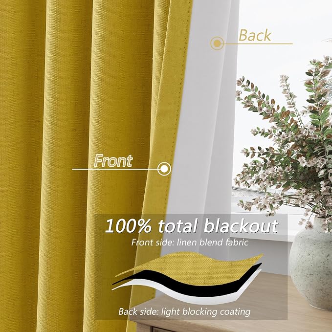 100% Blackout Curtains 96 Inch Length 2 Panels Set - Image 5