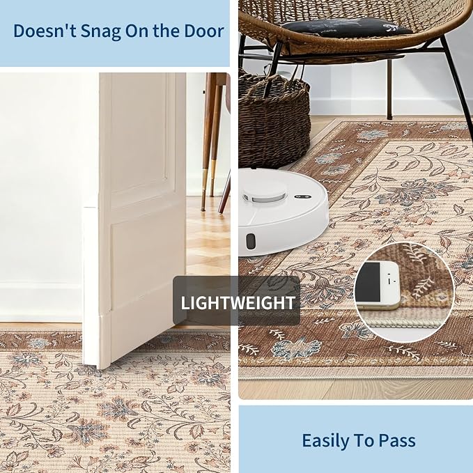 GarveeHome 8x10 Brown Washable Area Rug Living Room Bedroom Non Slip | - Image 5