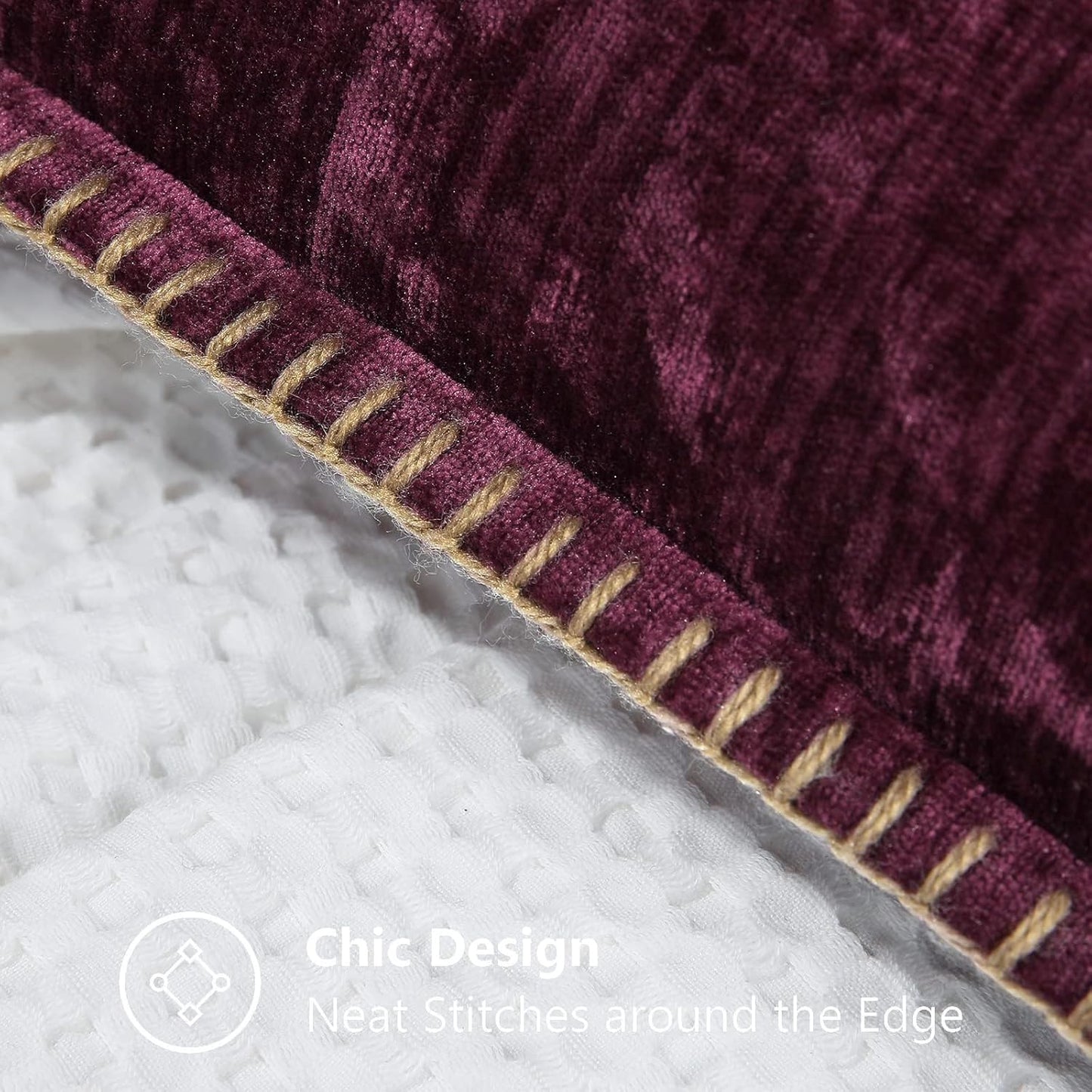 decorUhome Chenille Soft Throw Pillow Covers 12x20 Set of 2, Lumbar Velvet Farmhouse Neutral Decorative Euro Pillow Covers with Stitched Edge for Couch Sofa Bed Home Decor, Rhododendron