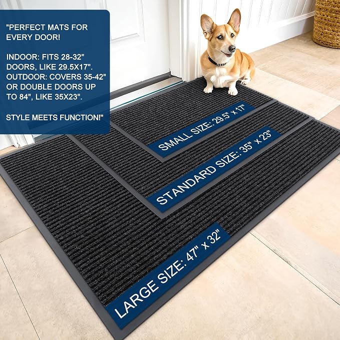 OLANLY Front Door Mat 35x23, Waterproof Heavy-Duty Indoor Outdoor Doormat | - Image 2