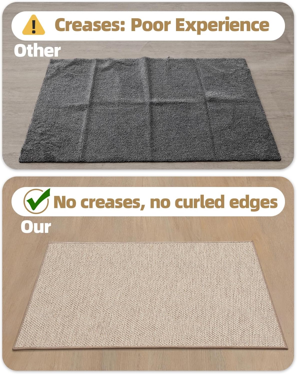 Color&Geometry Front Door Mat Indoor 22.6"x31.5", Ultra Non Slip Rubber Backed Dirt Trapper, Low Profile Thin Washable, Easy Clean Entryway Rug Door Mat Indoor Entrance, Khaki (Rolled-up NO Creases)