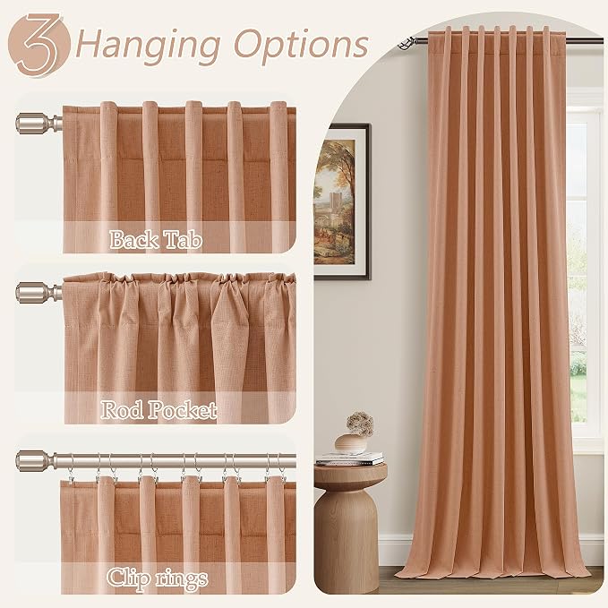 100% Blackout Curtains 96 Inch Length 2 Panels Set - Image 6
