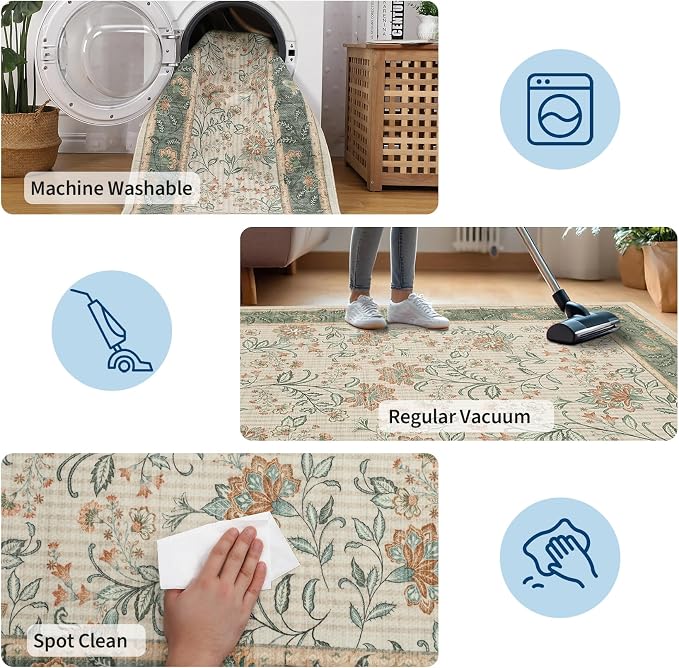 GarveeHome 9x12 Sage Green Washable Large Area Rug Living Room Non Slip | Soft - Image 6