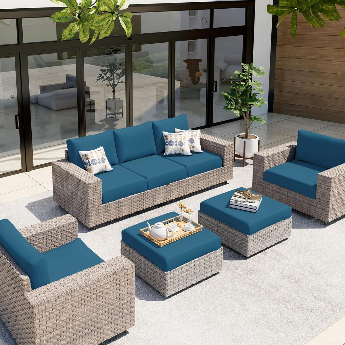 hyha Waterproof Couch Cushion Covers, Stretch Sofa Couch Seat Slipcover for Dog Washable, Non-Slip Waterproof Outdoor Cushion Covers for Patio Furniture Replacement (1 Piece for Medium, Deep Teal)