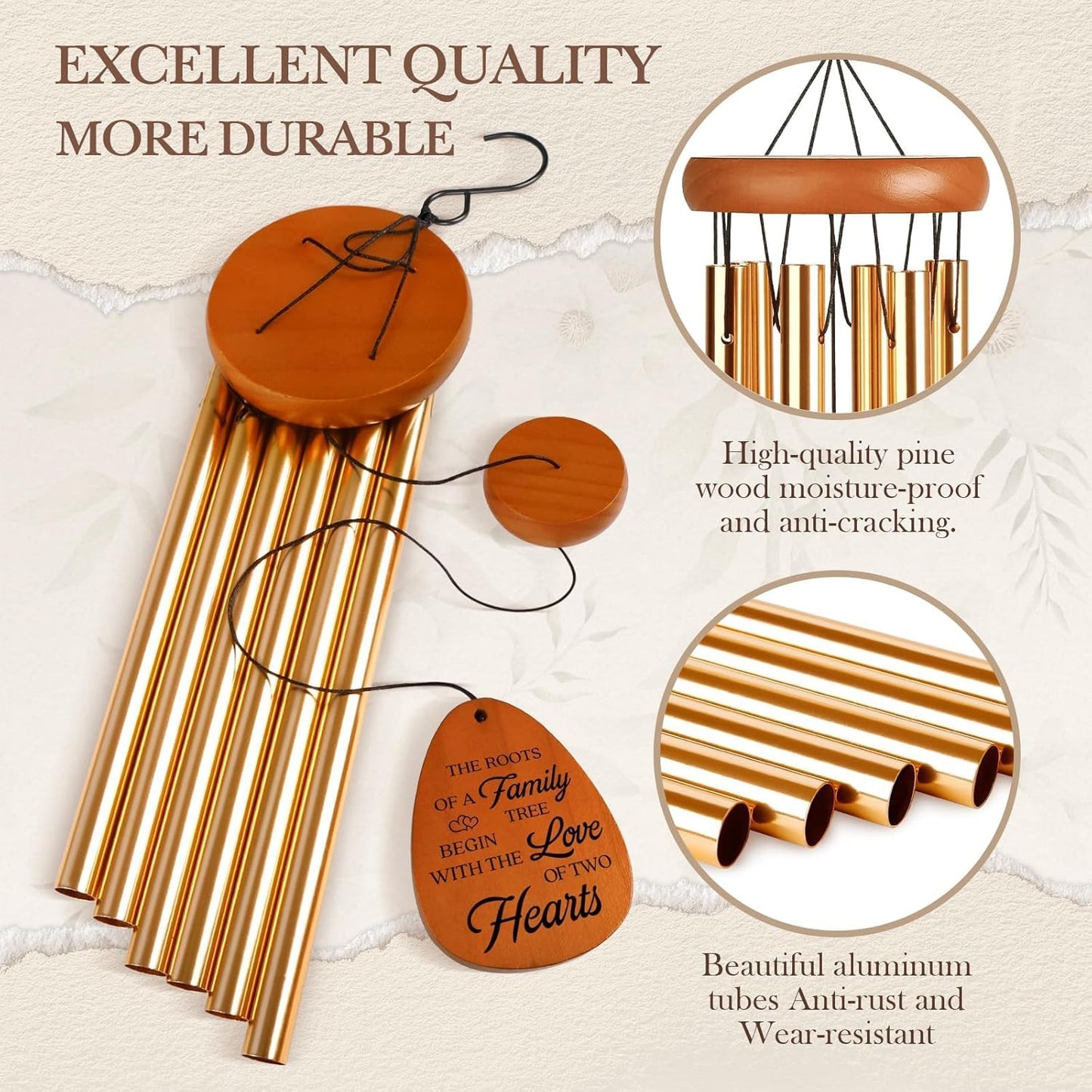 10th Anniversary Wind Chime, 10th Anniversary Romantic Gifts for Him, Her, Couple, Men, Women, Wife, Husband, Newlywed, Aluminum Anniversary's Keepsake Gifts Ideas