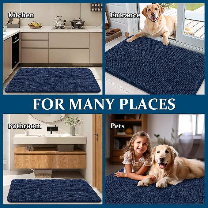 OLANLY Dog Door Mat for Muddy Paws 47x24, Super Absorbent Chenille Mud Mat | - Image 8