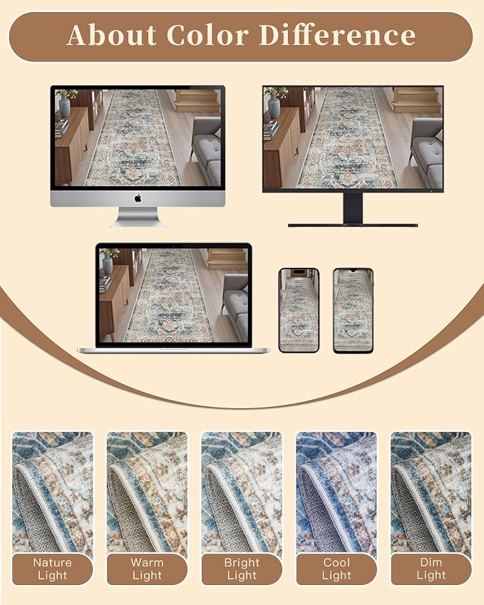 Madane Washable Area Rug 2x3 Small Entryway Rugs Non-Slip, Low Pile Floor Carpet - Image 9