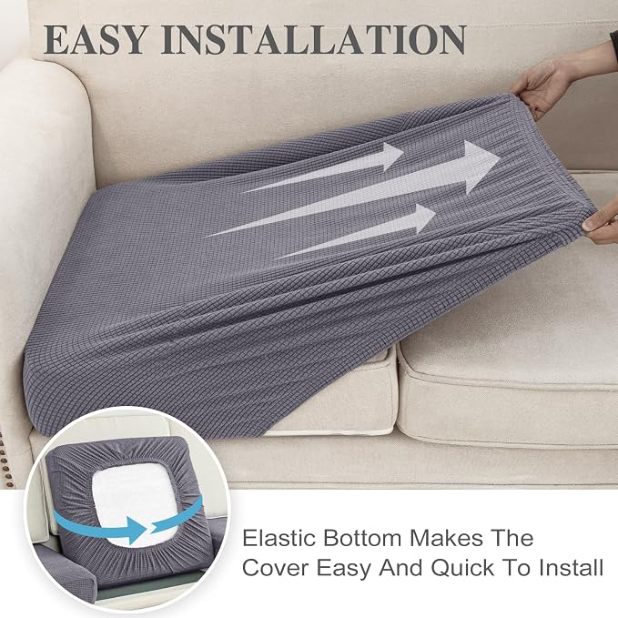 LA MEACK Couch Cushion Covers Seat Cushion Cover Stretch Couch Cover Separate - Image 5